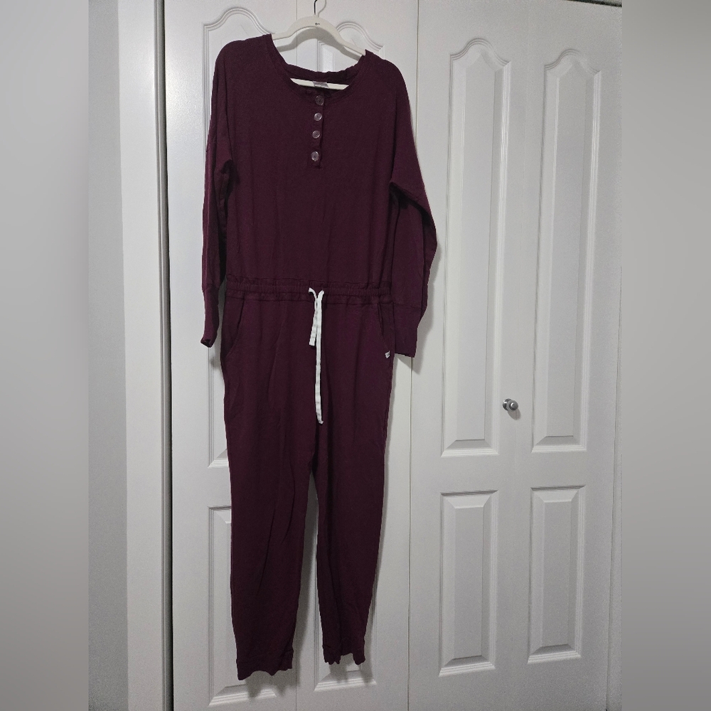 Pure Balanxed Burgundy Long-Sleeve Jumpsuit